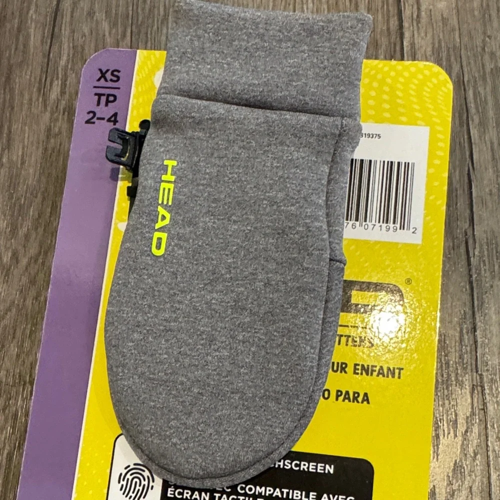 HEAD Kids’ Touchscreen Mittens - Black and Gray Mittens with Neon Highlights